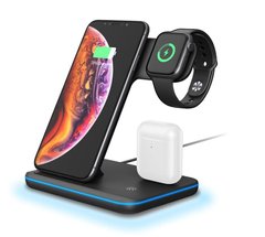 Wireless Charger Zamax 3 in 1 iPhone+Apple watch+AirPods Black