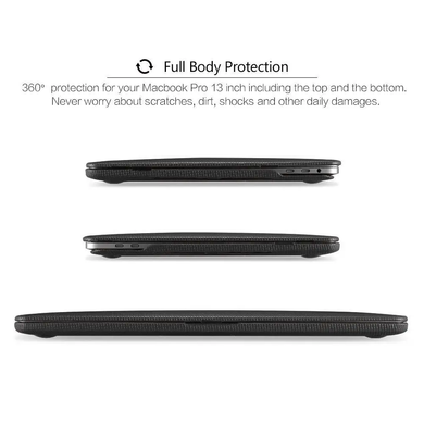 Шкіряний чохол для MacBook Pro 13" (2016-2020) iCarer Real Leather Woven Pattern Series Case Black