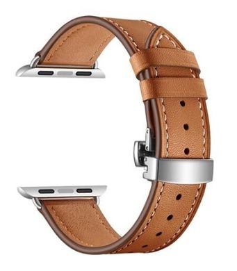 Leather Loop with butterfly clasp for Apple Watch 45/44/42 mm Brown