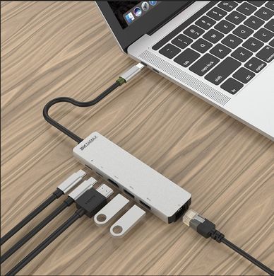 USB Type-C HUB ZAMAX 6-в-1 Type C HUB to 4k HDMI/HDTV + PD + USB C + 2 USB 3.0/3.1 + RJ45 LAN