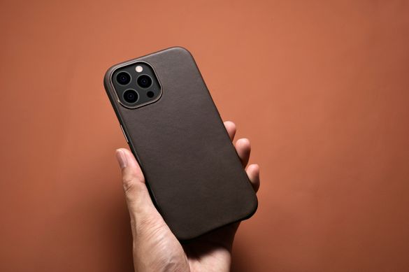 Leather case iCarer for iPhone 13 Pro Max - Coffee