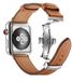Шкіряний ремінець із застібкою-метеликом для Apple Watch 45/44/42 mm Brown фото 1