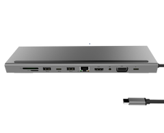 Концентратор ZAMAX 11 в 1 Type-C USB-C to HDMI (HDTV) + 3 USB 3.0 + PD + USB-C + VGA + SD/TF Card Reader + LAN (Rj45) + AUX (3.5 mm Audio)