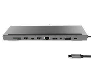 ZAMAX HUB 11 in 1 Type-C USB-C to HDMI (HDTV) + 3 USB 3.0 + PD + USB-C + VGA + SD/TF Card Reader + LAN (Rj45) + AUX (3.5 mm Audio)