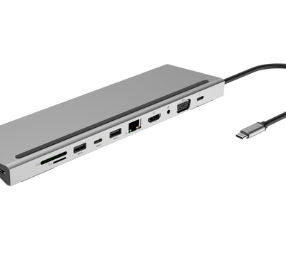 ZAMAX HUB 11 in 1 Type-C USB-C to HDMI (HDTV) + 3 USB 3.0 + PD + USB-C + VGA + SD/TF Card Reader + LAN (Rj45) + AUX (3.5 mm Audio)