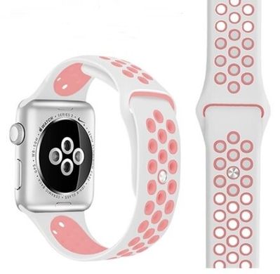 Ремінець для Apple Watch 45/44/42 mm White/Pink Nike Sport Band
