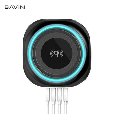 Беспроводная зарядка Bavin + 4 порта USB Black