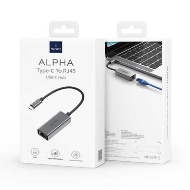 Перехідник LAN - Wiwu Alpha USB Type-C to RJ45 Ethernet LAN Adapter для MacBook