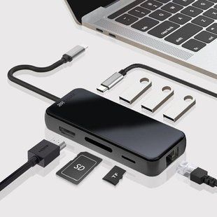 USB-hub ZAMAX 8-in-1 Type C HUB to 4k HDMI/HDTV + PD + 3 USB 3.0 + SD + TF + RJ45 LAN