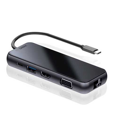 Buy USB C Hub 10-in-1 ZAMAX Type C HUB to 4k HDMI/HDTV + VGA + USB-C + 3 USB  3.0/3.1 + SD + TF + AUX 3.5 mm Audio Port+ RJ45 LAN in Kyiv / AppleWorld