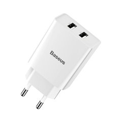 Мережевий зарядний пристрій Baseus Speed ​​Mini Dual U Charger 10.5W (EU) (CCFS-R02) - White