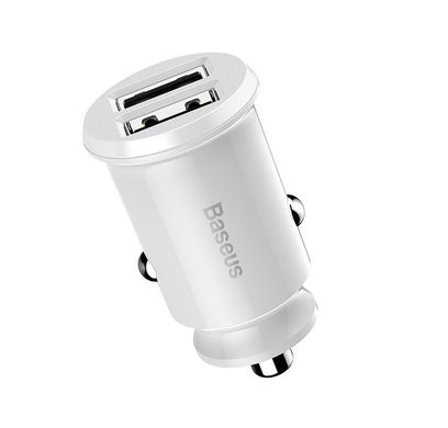 Автомобільний зарядний пристрій Baseus Grain Car Charger 3.1A dual-USB White
