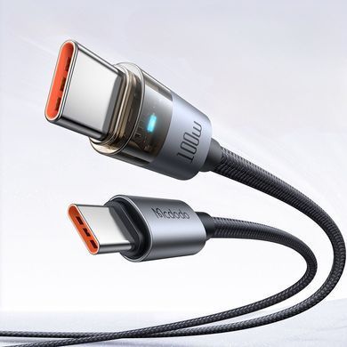 Кабель USB-C &mdash; USB-C 100W Mcdodo, 5A, с подсветкой, 1,2 м, чёрный &mdash; CA-5580