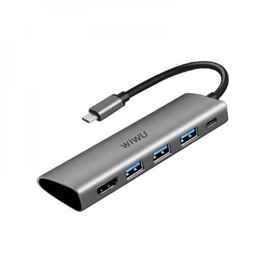 Адаптер WiWU Alpha A531H 5 in 1 USB-C to 3xUSB3.0+1xType-C+1xHDMI USB-C Hub Grey