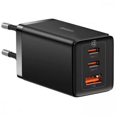 Мережевий зарядний пристрій Baseus GaN5 Pro Fast Charger 65W (2 Type-C + USB) + кабель Type-C to Type-C 100W (1m) &mdash; Білий