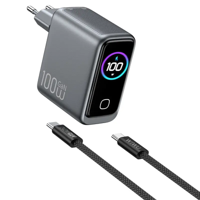 Мережевий зарядний пристрій WIWU Voyager 100W GaN Charger Combo (CHG300) + кабель Type-C to Type-C (1.5m)