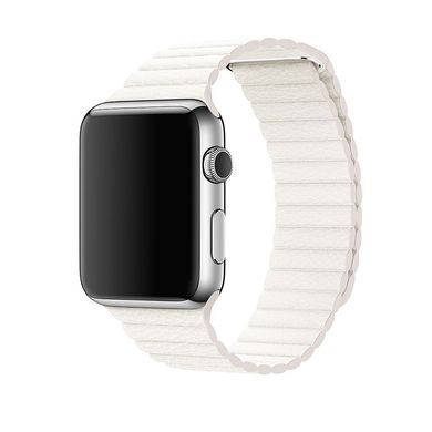 Ремінець для Apple Watch 45/44/42 mm Leather Loop White