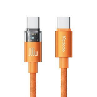Кабель USB-C &mdash; USB-C 100W Mcdodo, 5A, з підсвічуванням, 1,2 м, помаранчевий &mdash; CA-5585
