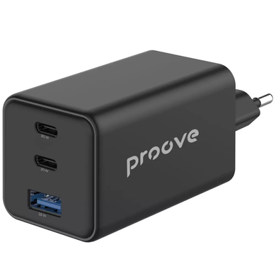 Мережевий зарядний пристрій Proove Pocket GaN 65W (2 Type-C + USB) &mdash; Чорний