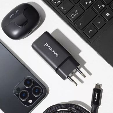Мережевий зарядний пристрій Proove Pocket GaN 65W (2 Type-C + USB) &mdash; Чорний