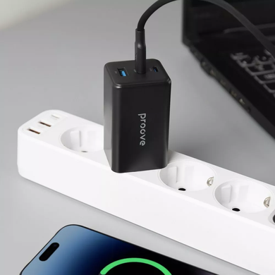 Мережевий зарядний пристрій Proove Pocket GaN 65W (2 Type-C + USB) &mdash; Чорний