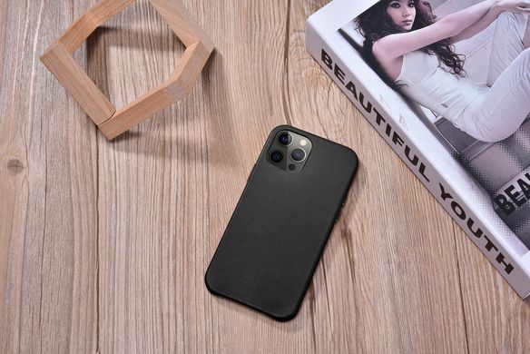 Leather Case iCarer for iPhone 12 Pro Max - Black
