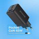 Мережевий зарядний пристрій Proove Pocket GaN 65W (2 Type-C + USB) &mdash; Чорний фото 8