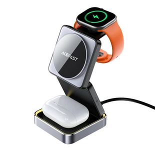 Бездротовий зарядний пристрій AceFast E20 Desktop 3-in-1 23W (MagSafe/Qi) &mdash; Чорно-сірий (Black-grey)