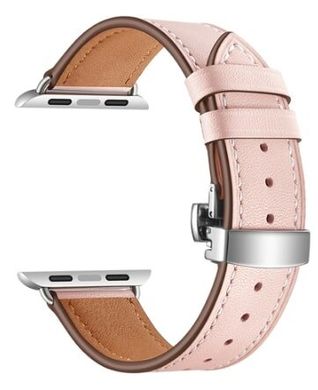 Кожаный ремешок с застежкой-бабочкой для Apple Watch 45/44/42 mm Pink