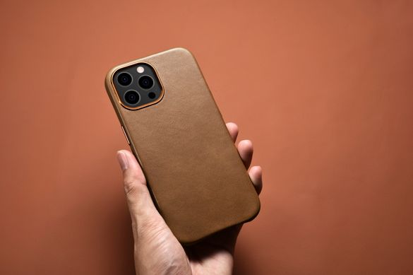 Leather Case iCarer для iPhone 13 Pro - Camel Tan