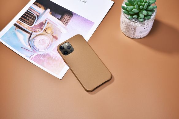 Leather Case iCarer for iPhone 12 Pro - Brown