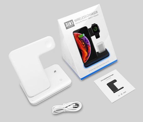 Бездротовий зарядний пристрій 3 в 1 ZM5 iPhone+Apple watch+AirPods White