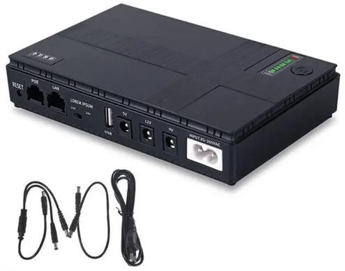 Джерело безперебійного живлення для роутера Mini UPS DC1018P 10400mAh (5V/9V/12V, POE 15V/24V, USB 5V) &mdash; Чорний