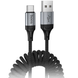 Hoco X121 Nuevo Coiled Spring USB to Type-C Charging Data Cable (3A, 1.5M) Black