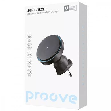 Автомобільний тримач з бездротовою зарядкою Proove Light Circle 15W Black