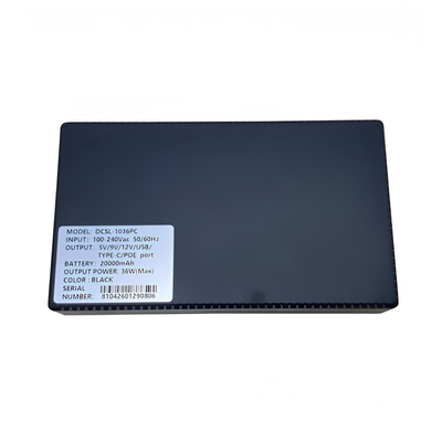 Джерело безперебійного живлення для роутера Mini UPS DCSL-1036PC 20000mAh 36W (5V/9V/12V, POE 15V/24V, USB, Type-C) &mdash; Чорний