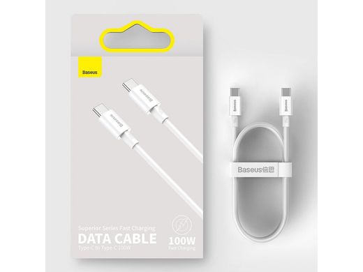 Baseus Superior Series Fast Charging Data Cable Type-C to Type-C 100W 2m for MacBook White