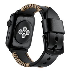 Leather Loop Ribs for Apple Watch 41/40/38 mm Black