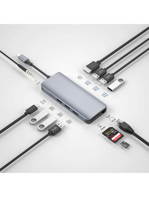 WiWU Alpha 12 in 1 USB-C to 3xUSB3.0+3xUSB2.0+USB Type-C+SD+TF+HDMI+RJ45+3.5 mm audio jack