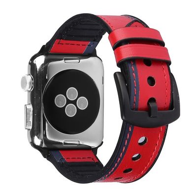 Ремешок для Apple Watch 45/44/42 мм Leather Silicone Loop Red
