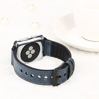 Ремінець для Apple Watch 45/44/42 мм Leather Silicone Loop Blue