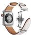 Кожаный ремешок с застежкой-бабочкой для Apple Watch 45/44/42 mm White фото 1