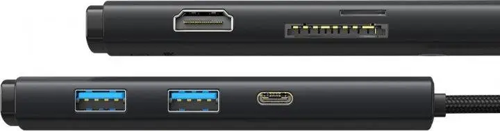 USB Type-C хаб Baseus Lite Series 6-Port Type-C HUB (Type-C to HDMI+USB3.0*2+PD+SD/TF) Black