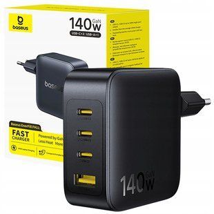 Зарядний пристрій 140W Baseus EnerFill FH11 GaN, 4 порти 3&times;USB-C + USB-A, EU &mdash; BASEUS-FH11-140W-EU