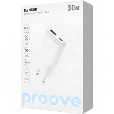 Білий (30W, Type-C + USB-A, GaN)