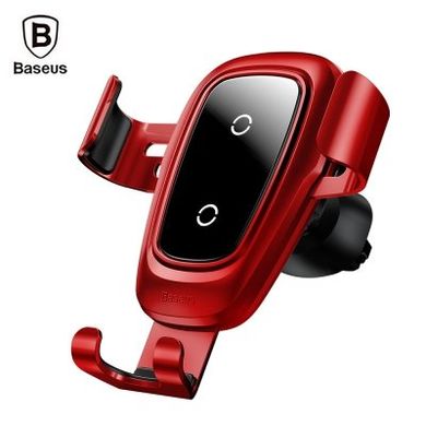 Baseus Metal Wireless Charger Gravity Car Mount Red