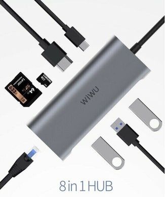 Адаптер WiWU Alpha USB Type-C HUB 8 in 1 A831HRT
