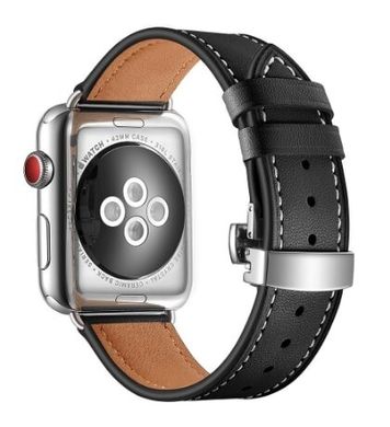 Leather Loop with butterfly clasp for Apple Watch 41/40/38 mm Black