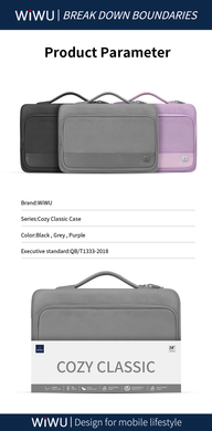 Сумка WiWU Cozy Classic Waterproof Polyester Laptop Sleeve 15-16" Black