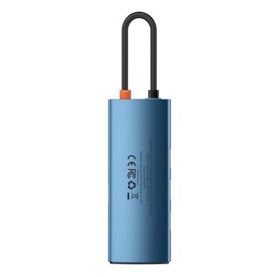 USB Type-C Хаб 6 in 1 Baseus Metal Gleam Series USB-C to 3x USB 3.0 + HDMI + PD + RJ45 Blue
